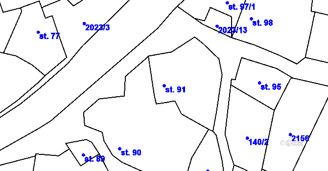 Parcela st. 91 v KÚ Domašín, Katastrální mapa