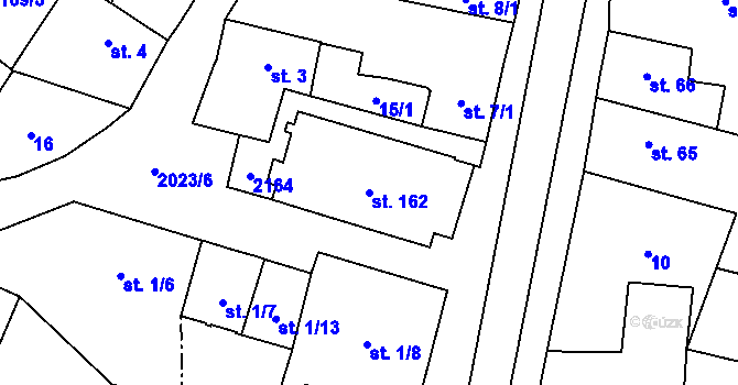 Parcela st. 162 v KÚ Domašín, Katastrální mapa