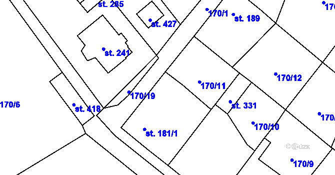 Parcela st. 181/2 v KÚ Domašín, Katastrální mapa