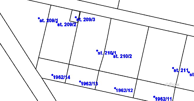 Parcela st. 210/1 v KÚ Domašín, Katastrální mapa