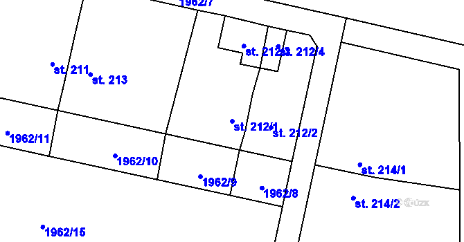 Parcela st. 212/1 v KÚ Domašín, Katastrální mapa