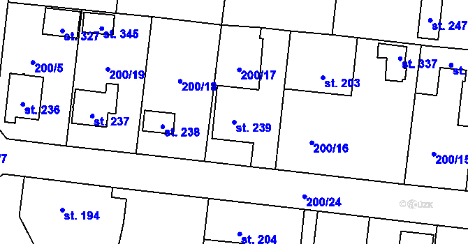 Parcela st. 239 v KÚ Domašín, Katastrální mapa