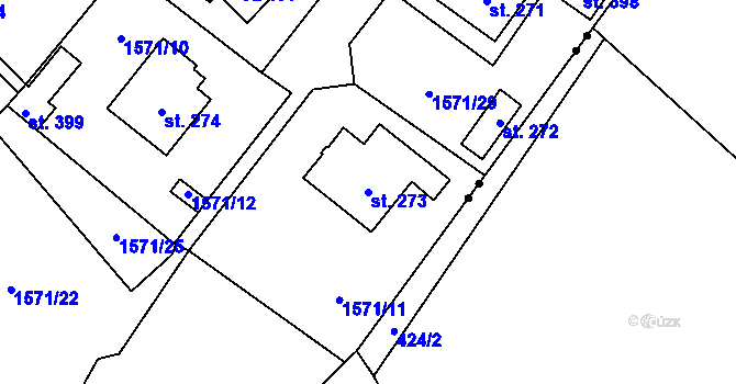 Parcela st. 273 v KÚ Domašín, Katastrální mapa