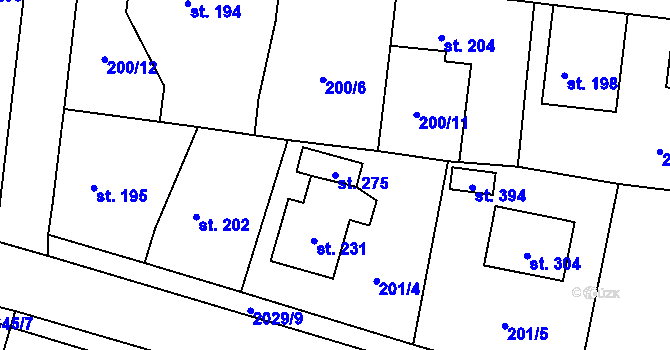 Parcela st. 275 v KÚ Domašín, Katastrální mapa