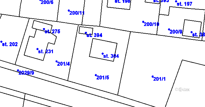 Parcela st. 304 v KÚ Domašín, Katastrální mapa