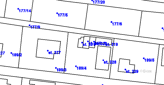 Parcela st. 321 v KÚ Domašín, Katastrální mapa
