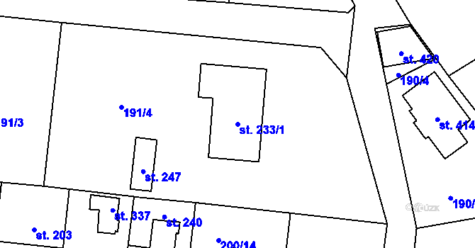 Parcela st. 233/1 v KÚ Domašín, Katastrální mapa