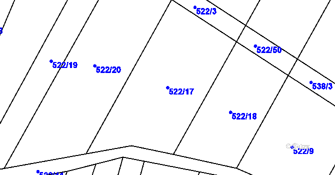 Parcela st. 522/17 v KÚ Domašín, Katastrální mapa