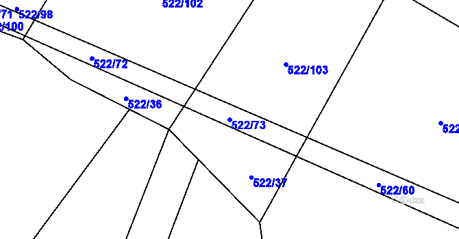 Parcela st. 522/73 v KÚ Domašín, Katastrální mapa