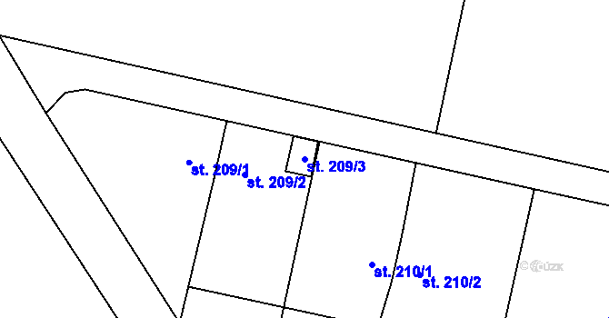 Parcela st. 209/3 v KÚ Domašín, Katastrální mapa