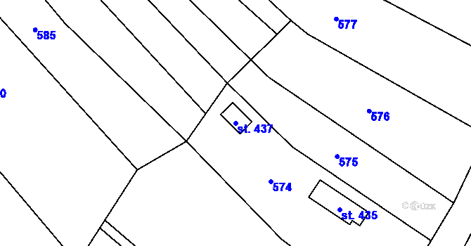 Parcela st. 437 v KÚ Domašín, Katastrální mapa