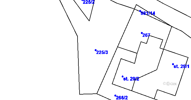 Parcela st. 225/3 v KÚ Hrazená Lhota, Katastrální mapa
