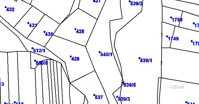 Parcela st. 540/1 v KÚ Hrazená Lhota, Katastrální mapa