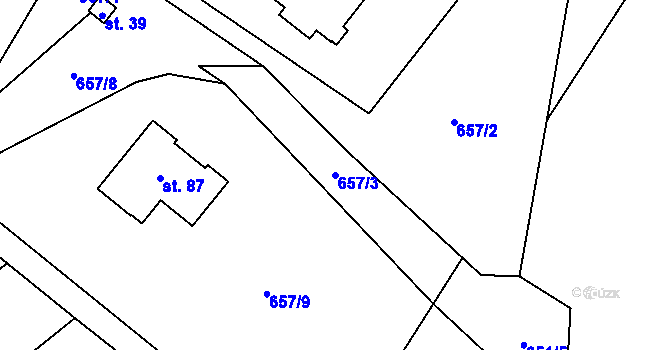 Parcela st. 657/3 v KÚ Hrazená Lhota, Katastrální mapa