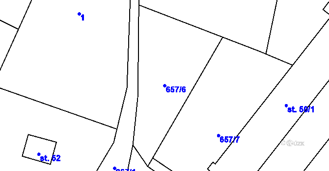 Parcela st. 657/6 v KÚ Hrazená Lhota, Katastrální mapa