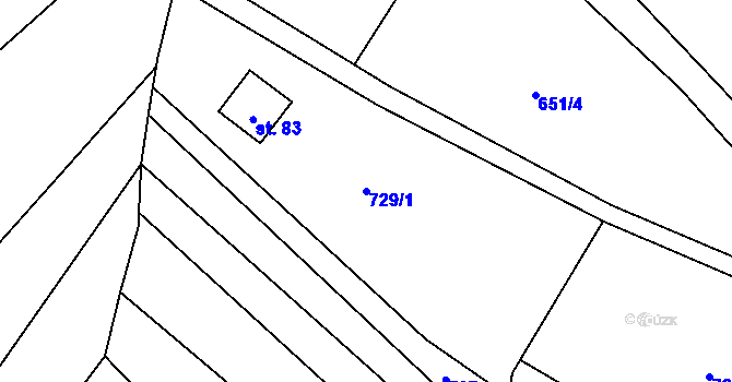 Parcela st. 729/1 v KÚ Hrazená Lhota, Katastrální mapa