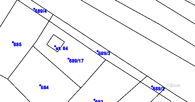 Parcela st. 689/3 v KÚ Hrazená Lhota, Katastrální mapa