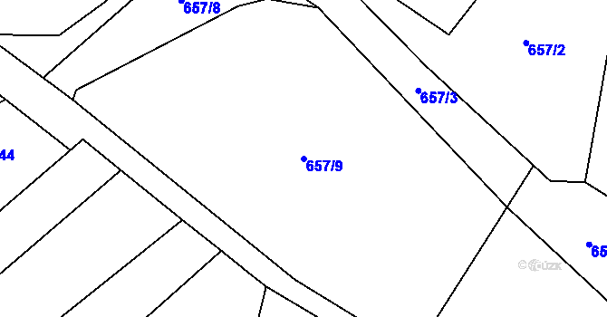 Parcela st. 657/9 v KÚ Hrazená Lhota, Katastrální mapa