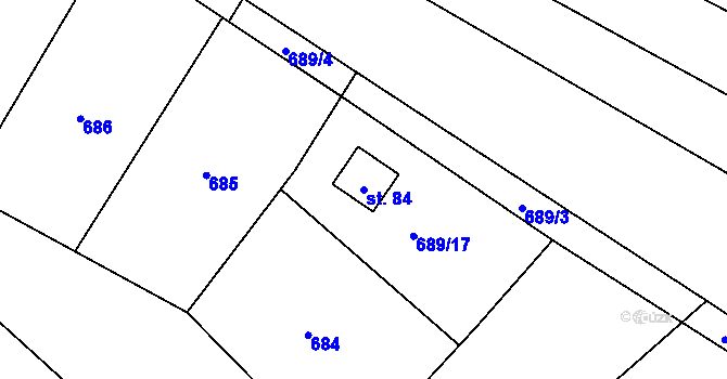 Parcela st. 84 v KÚ Hrazená Lhota, Katastrální mapa