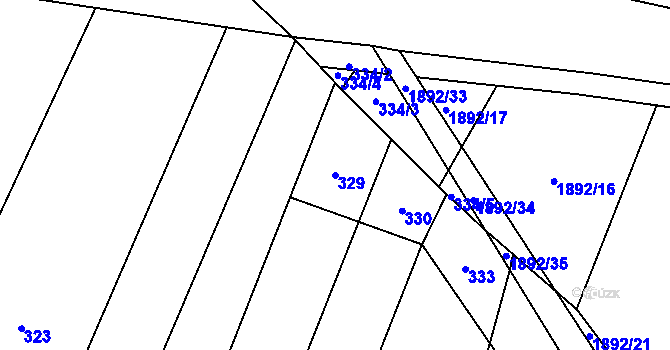 Parcela st. 329 v KÚ Hrazená Lhota, Katastrální mapa