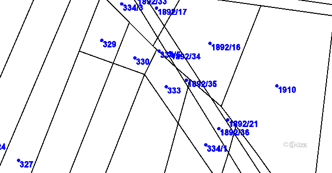 Parcela st. 333 v KÚ Hrazená Lhota, Katastrální mapa