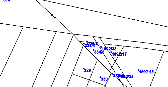 Parcela st. 334/4 v KÚ Hrazená Lhota, Katastrální mapa