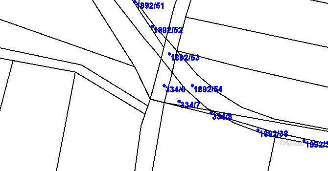 Parcela st. 334/6 v KÚ Hrazená Lhota, Katastrální mapa