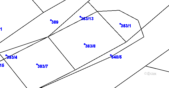 Parcela st. 383/8 v KÚ Hrazená Lhota, Katastrální mapa