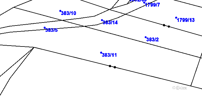 Parcela st. 383/11 v KÚ Hrazená Lhota, Katastrální mapa