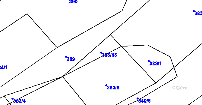 Parcela st. 383/13 v KÚ Hrazená Lhota, Katastrální mapa