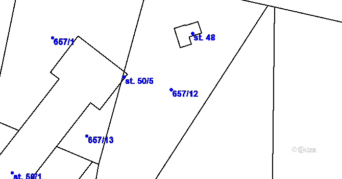 Parcela st. 657/12 v KÚ Hrazená Lhota, Katastrální mapa