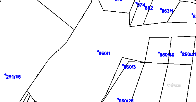 Parcela st. 860/1 v KÚ Hrazená Lhota, Katastrální mapa