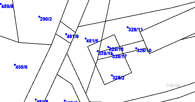 Parcela st. 328/15 v KÚ Znosim, Katastrální mapa