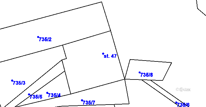 Parcela st. 47 v KÚ Domašín u Studené, Katastrální mapa