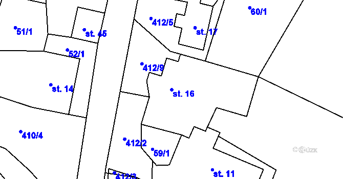 Parcela st. 16 v KÚ Louchov, Katastrální mapa