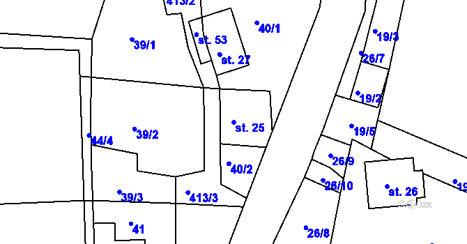 Parcela st. 25 v KÚ Louchov, Katastrální mapa