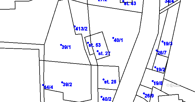 Parcela st. 27 v KÚ Louchov, Katastrální mapa