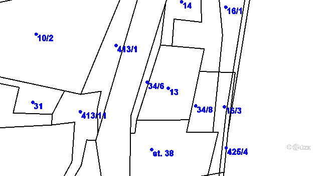 Parcela st. 13 v KÚ Louchov, Katastrální mapa