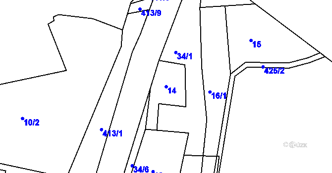 Parcela st. 14 v KÚ Louchov, Katastrální mapa