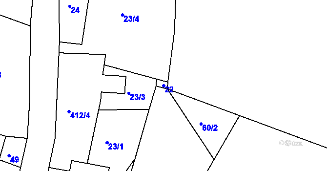 Parcela st. 22 v KÚ Louchov, Katastrální mapa