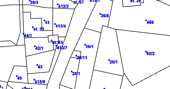 Parcela st. 26/1 v KÚ Louchov, Katastrální mapa