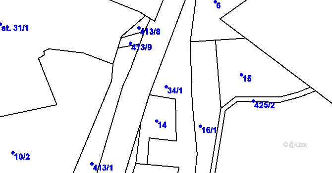 Parcela st. 34/1 v KÚ Louchov, Katastrální mapa