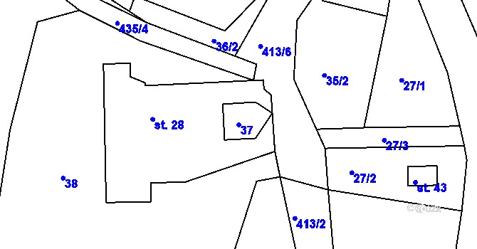 Parcela st. 37 v KÚ Louchov, Katastrální mapa