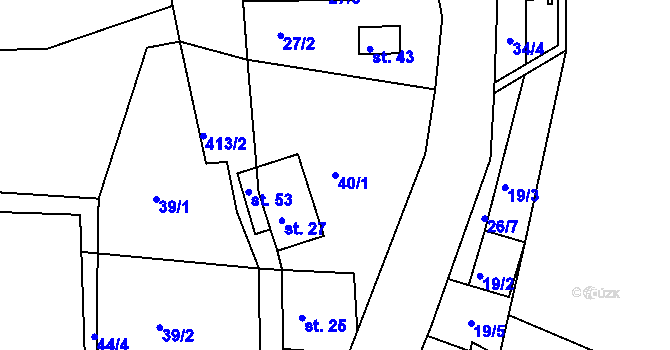 Parcela st. 40/1 v KÚ Louchov, Katastrální mapa