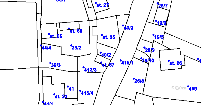 Parcela st. 40/2 v KÚ Louchov, Katastrální mapa