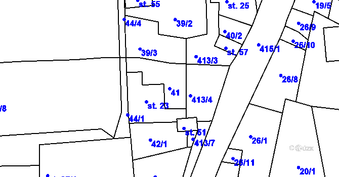 Parcela st. 41 v KÚ Louchov, Katastrální mapa