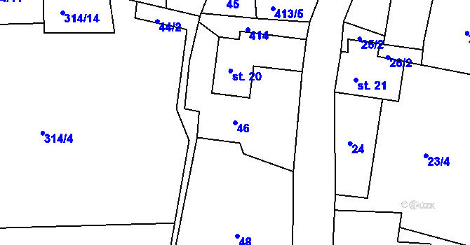 Parcela st. 46 v KÚ Louchov, Katastrální mapa