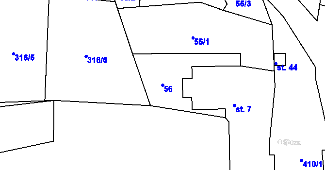 Parcela st. 56 v KÚ Louchov, Katastrální mapa