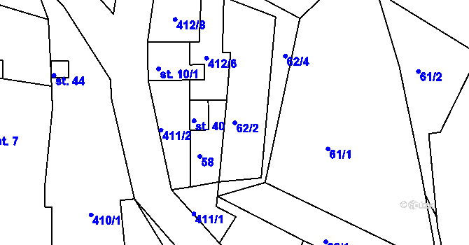 Parcela st. 62/2 v KÚ Louchov, Katastrální mapa