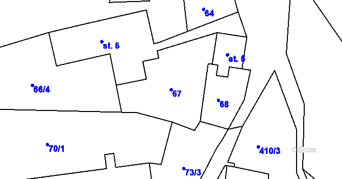 Parcela st. 67 v KÚ Louchov, Katastrální mapa